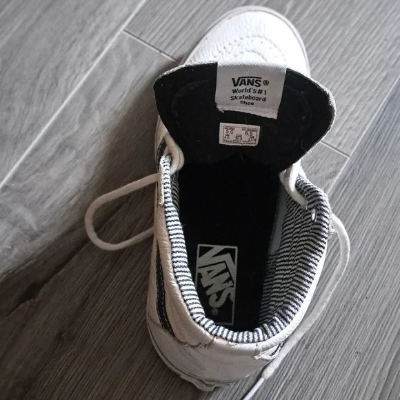 Vans OFF THE WALL supple leather HI TOP white skateboard shoes sneakers UNISEX - Picture 13 of 13